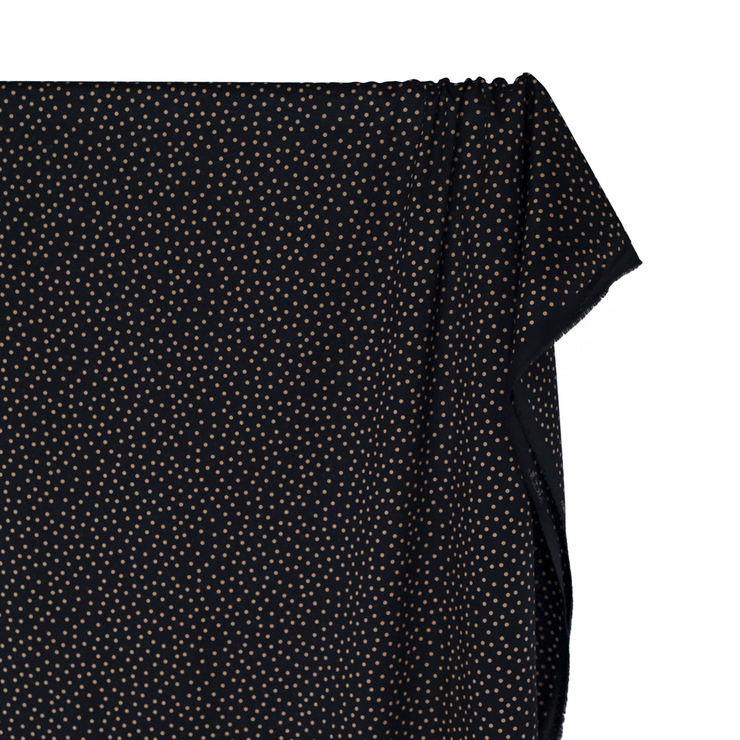 Deadstock Micro Dots Cotton Lawn - Black/Cumin | Blackbird Fabrics