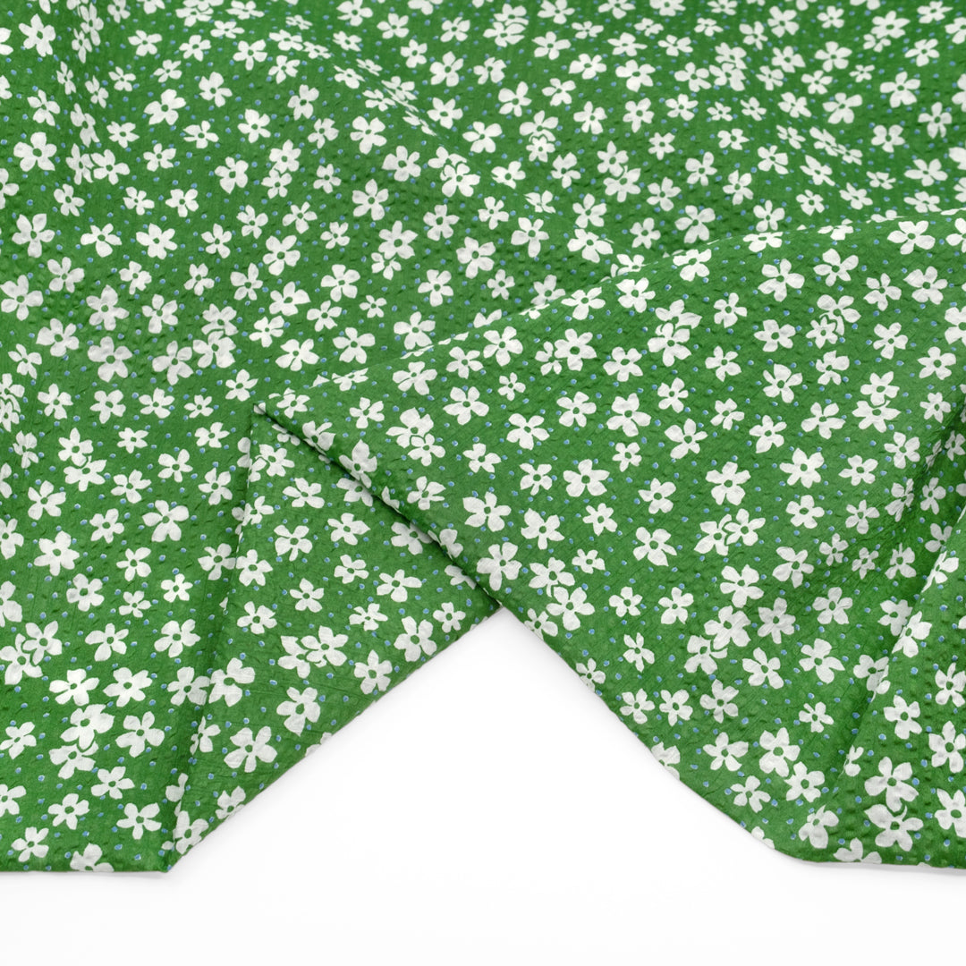 Backyard Bash Crinkle Cotton - Grass/White | Blackbird Fabrics