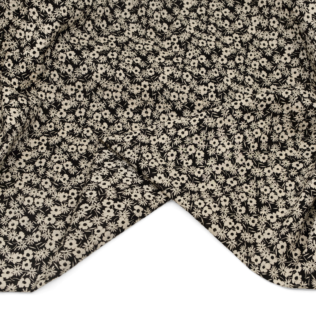 Sweet Bramble Crinkle Cotton - Black/Parchment | Blackbird Fabrics