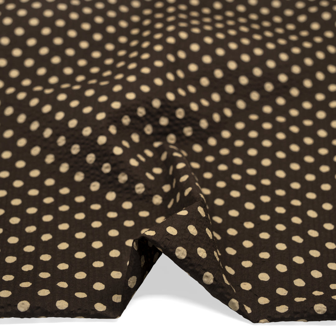 Mini Polka Dot Crinkle Cotton - Fudge/Cashew | Blackbird Fabrics