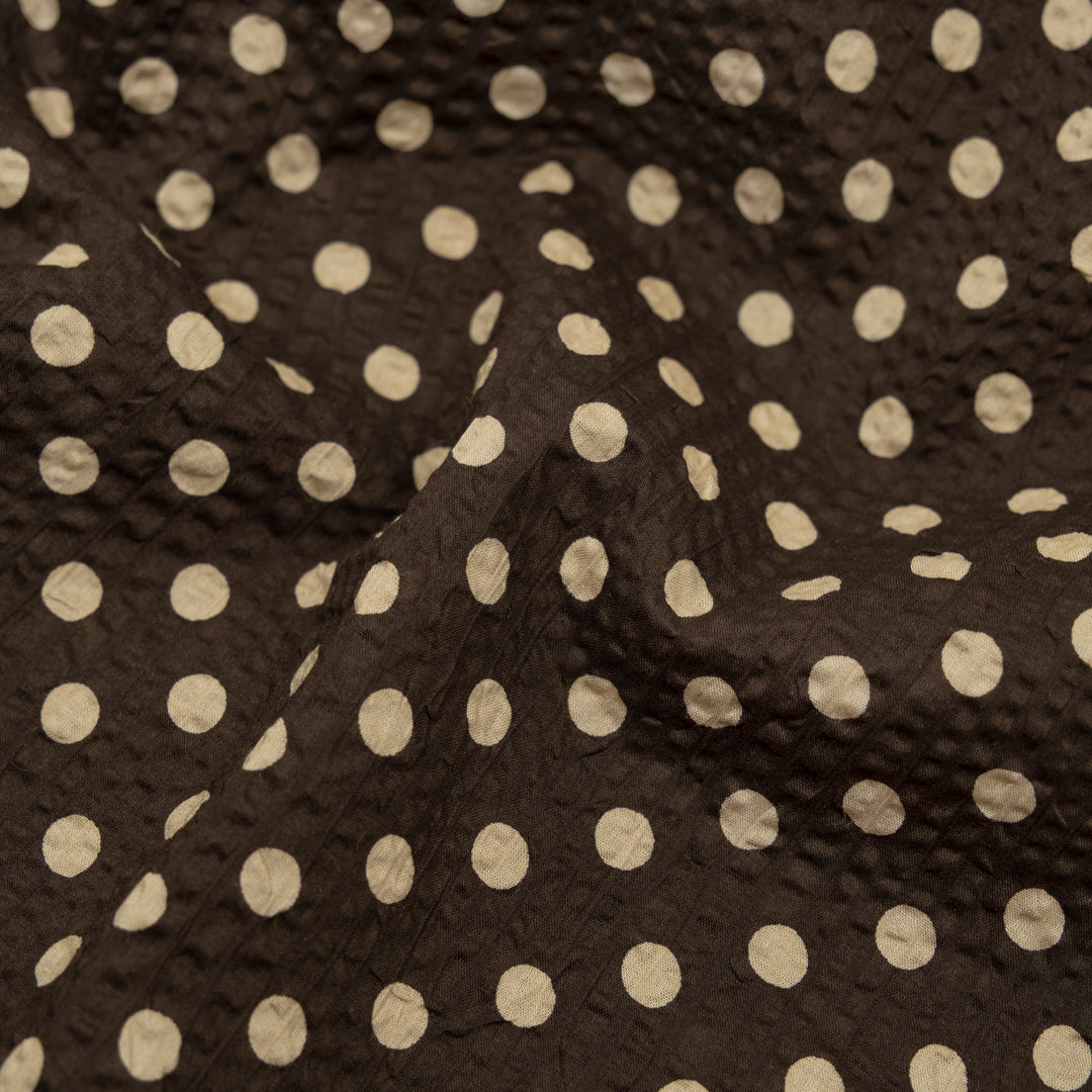 Mini Polka Dot Crinkle Cotton - Fudge/Cashew | Blackbird Fabrics