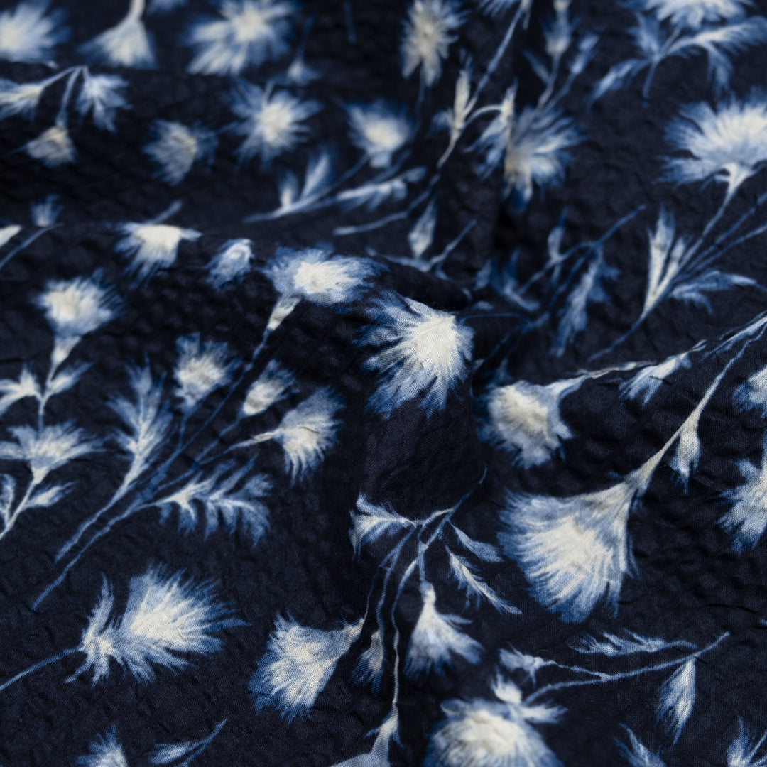 Cyanotype Crinkle Cotton - Indigo/Ivory | Blackbird Fabrics