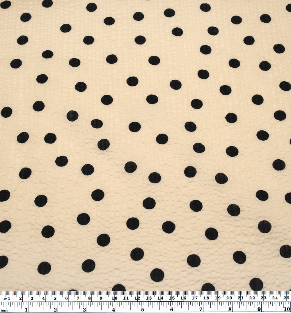 Polka Dot Crinkle Cotton - Bone/Black | Blackbird Fabrics