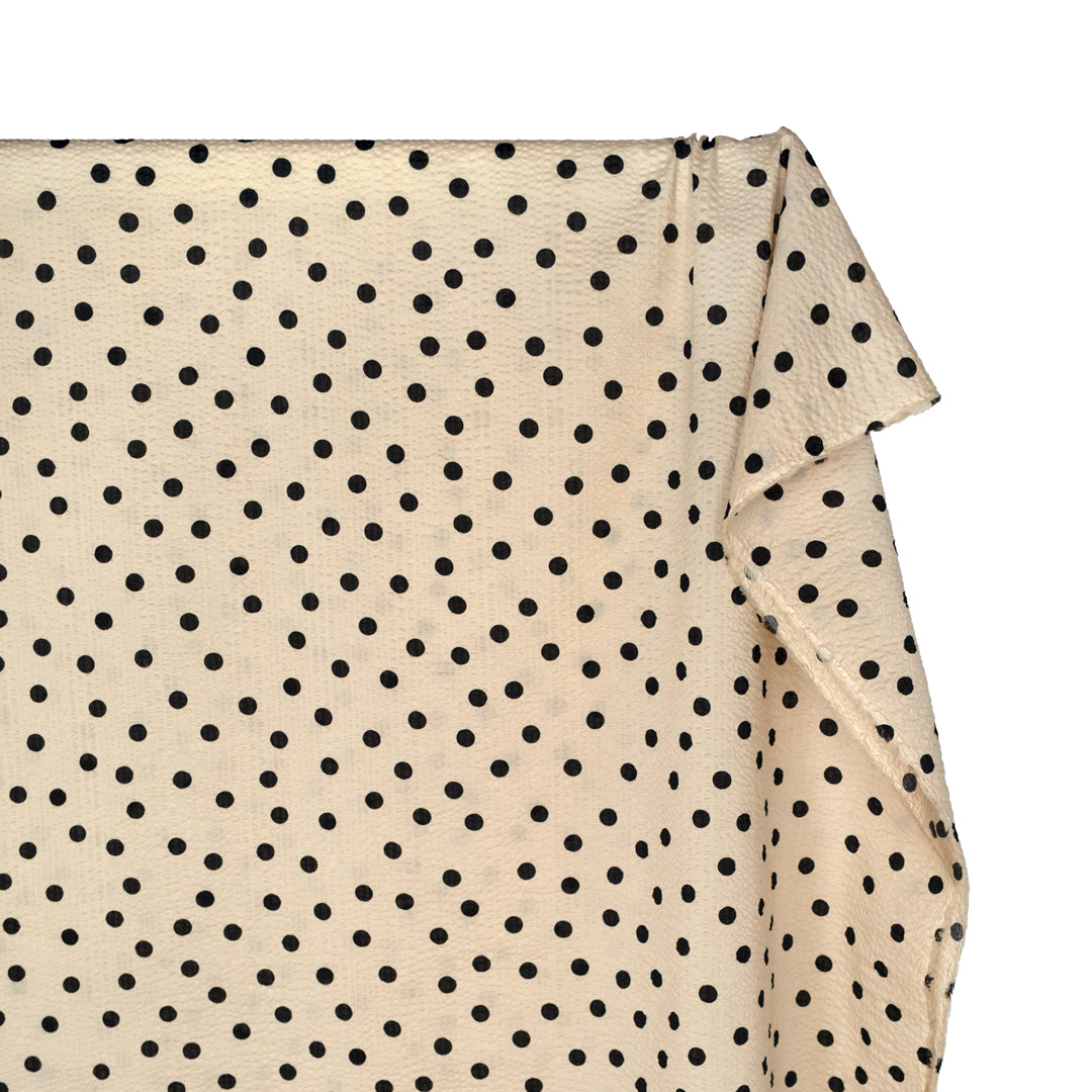 Polka Dot Crinkle Cotton - Bone/Black | Blackbird Fabrics