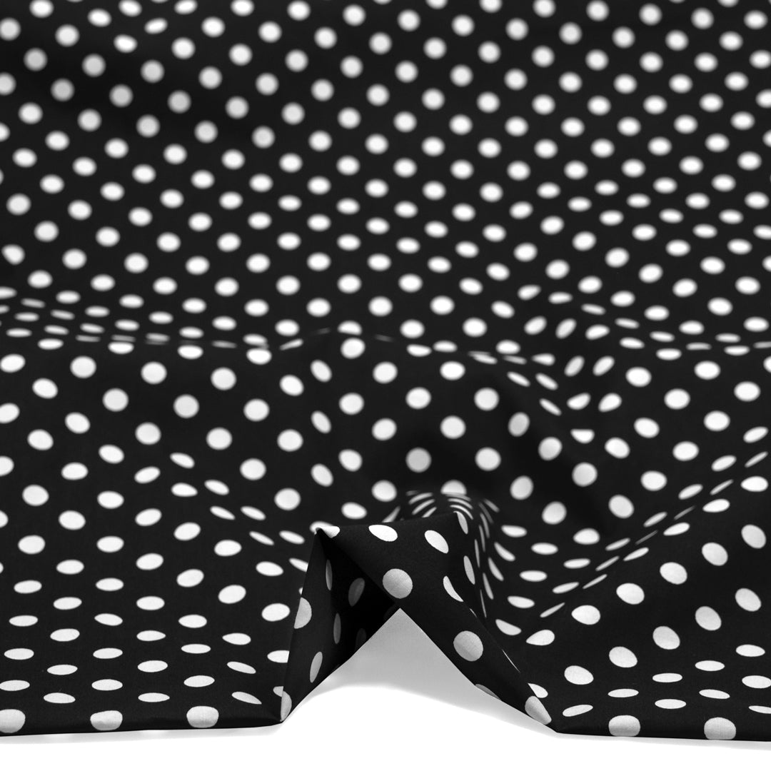 Deadstock Polka Dot Cotton Lawn - Black/White | Blackbird Fabrics