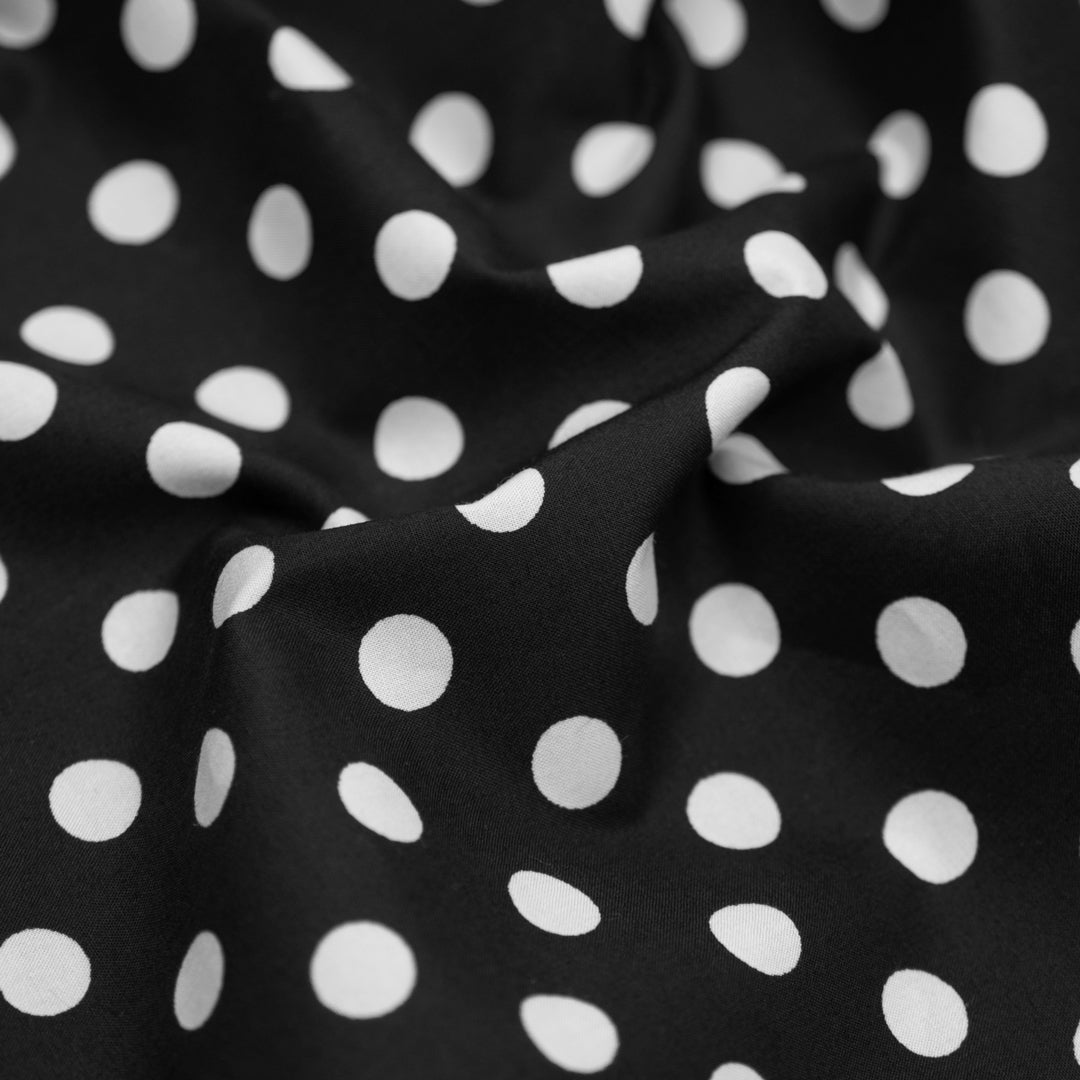 Deadstock Polka Dot Cotton Lawn - Black/White | Blackbird Fabrics