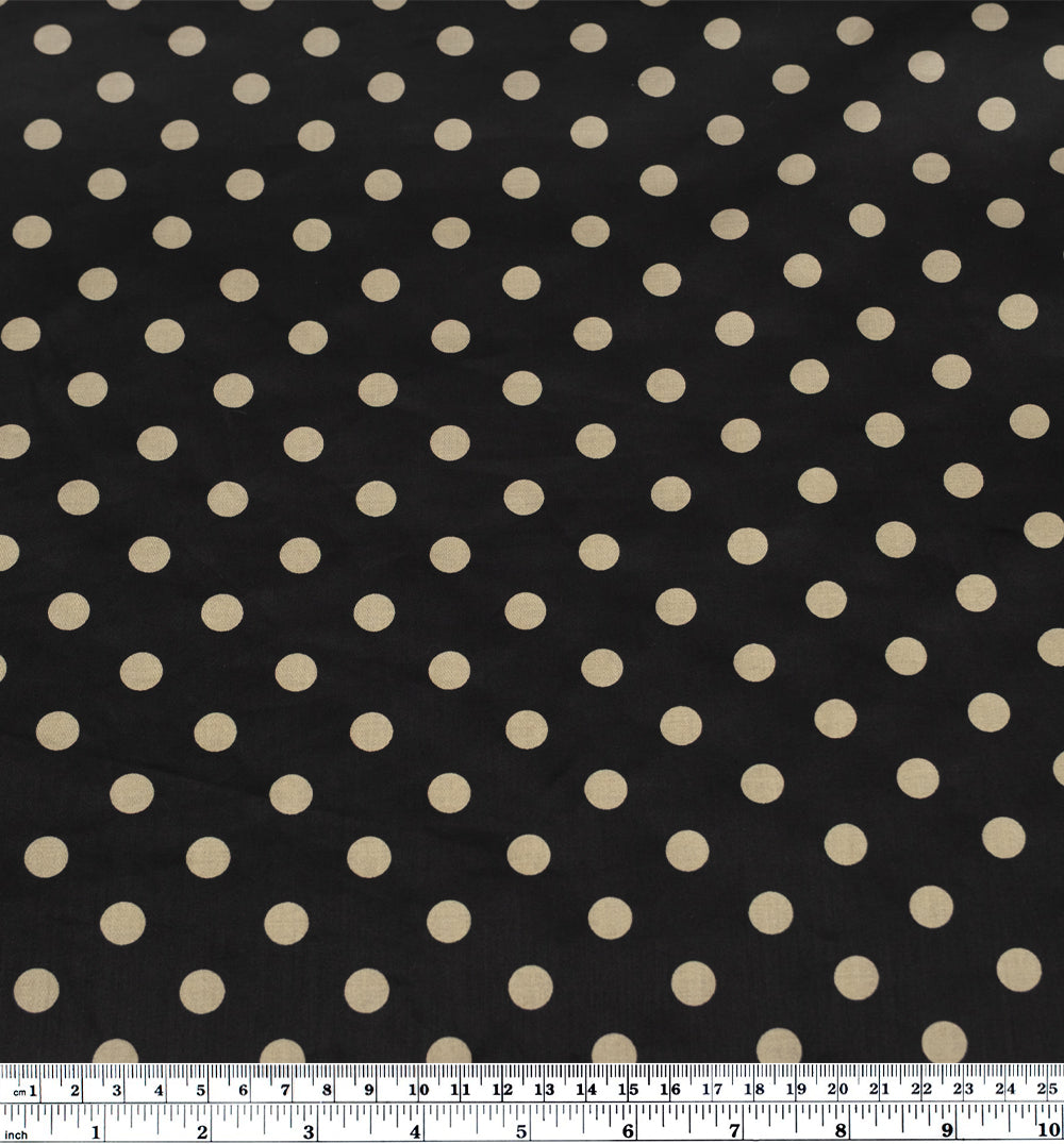 Deadstock Polka Dot Cotton Sateen - Black/Pebble | Blackbird Fabrics