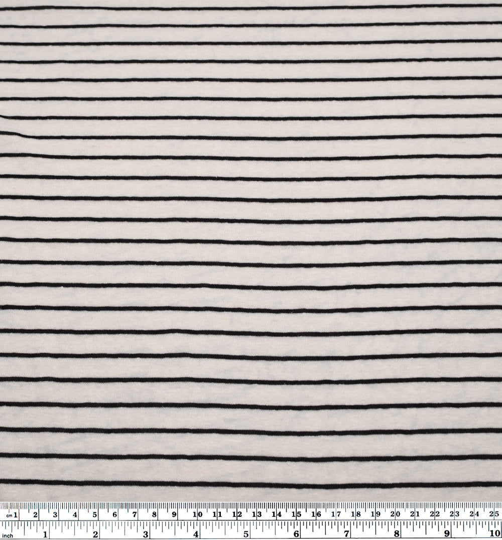 Pinstripe Hemp Blend Jersey - White/Black | Blackbird Fabrics