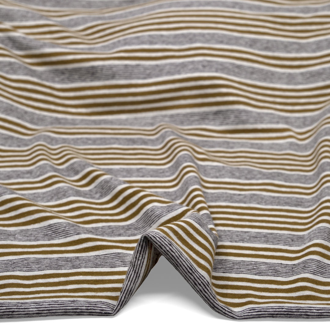 Melange Hemp Organic Cotton Jersey - Ivory/Cactus/Black | Blackbird Fabrics