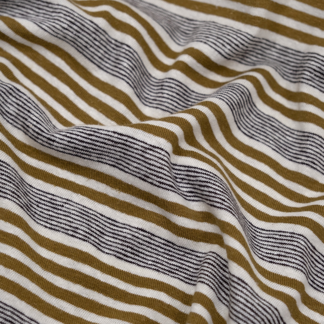 Melange Hemp Organic Cotton Jersey - Ivory/Cactus/Black | Blackbird Fabrics