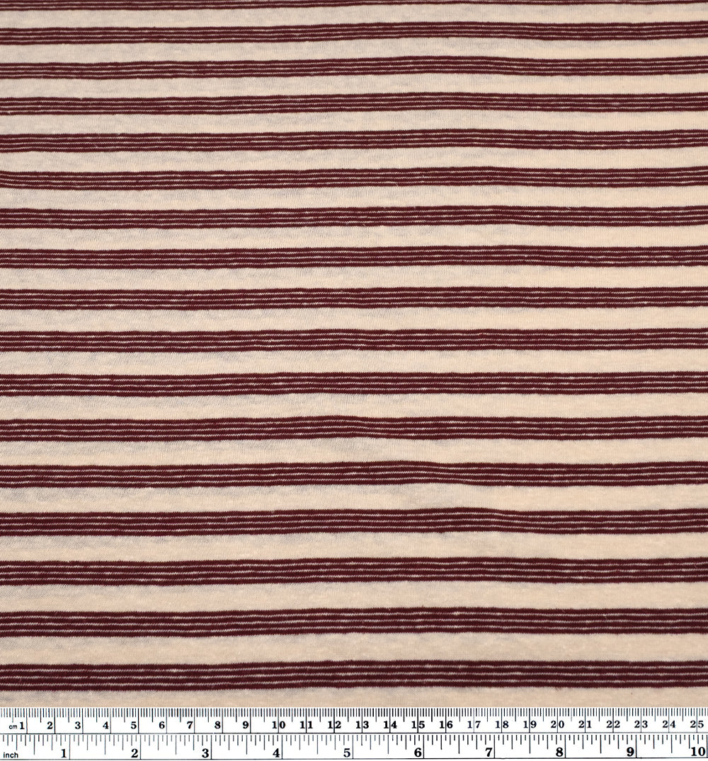 Peppermint Stripe Hemp Blend Jersey - Shell/Cranberry | Blackbird Fabrics
