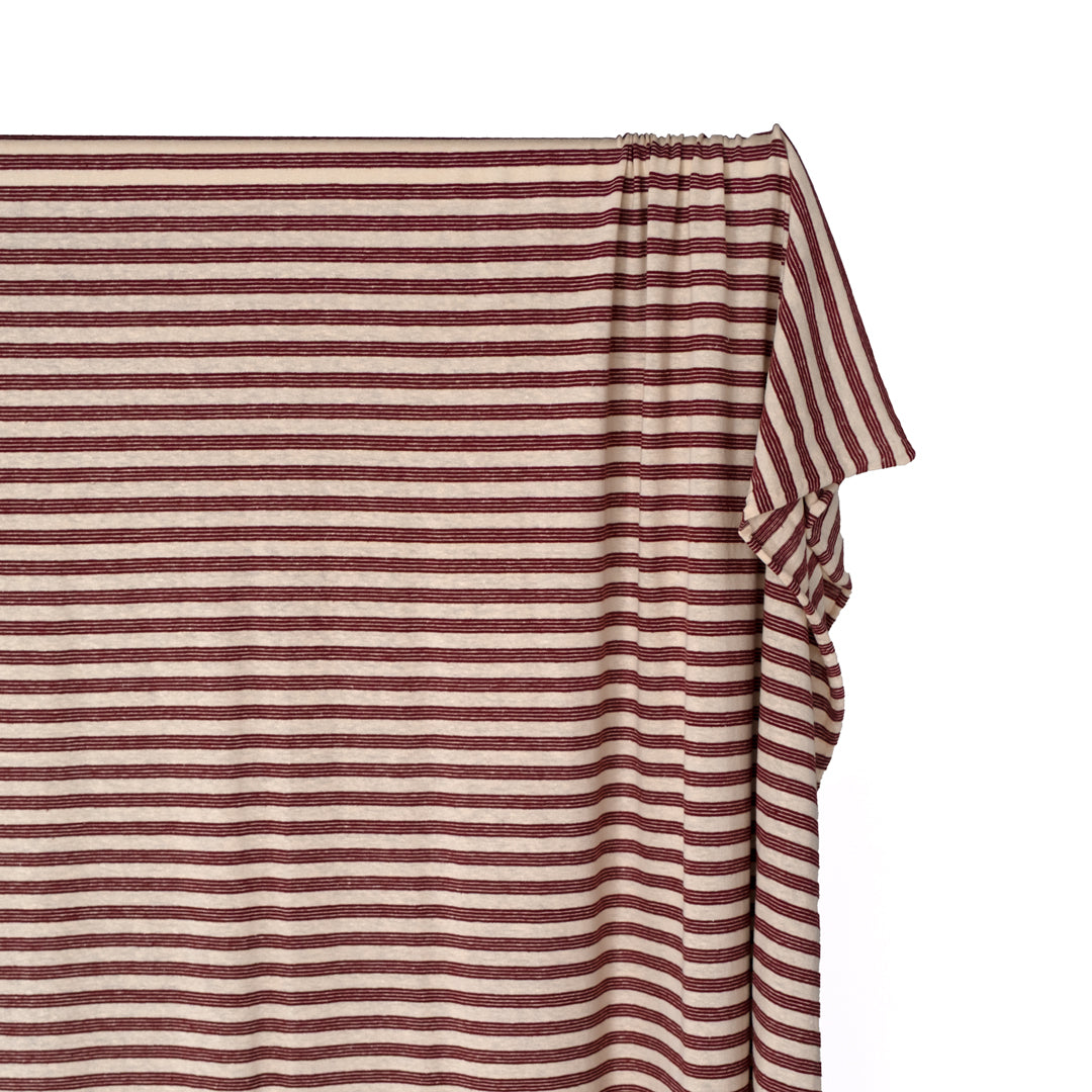 Peppermint Stripe Hemp Blend Jersey - Shell/Cranberry | Blackbird Fabrics