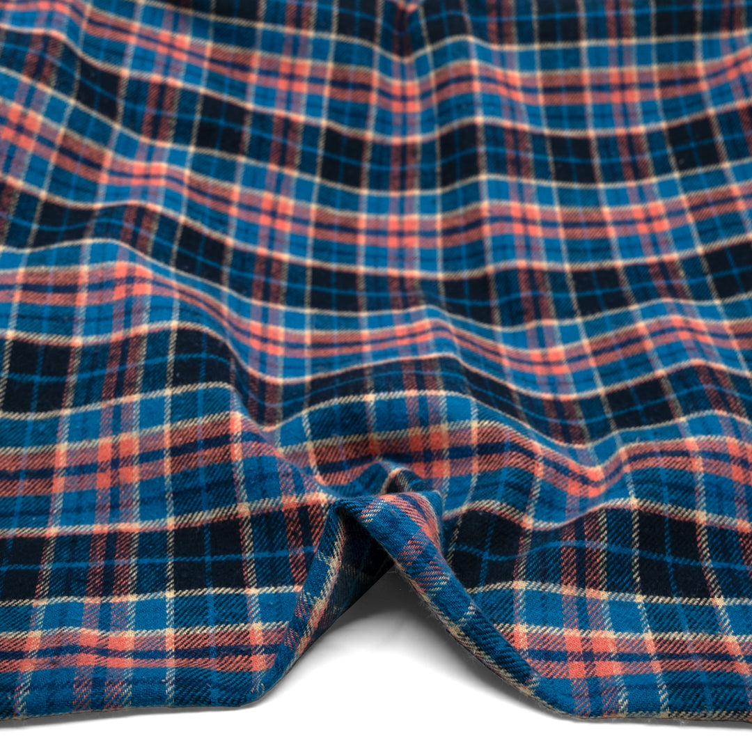 Deadstock Japanese Cotton Flannel - Bluebird/Guava | Blackbird Fabrics