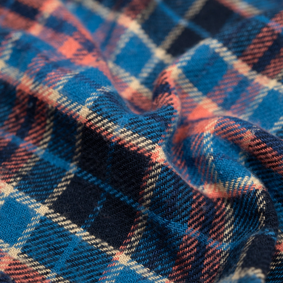 Deadstock Japanese Cotton Flannel - Bluebird/Guava | Blackbird Fabrics