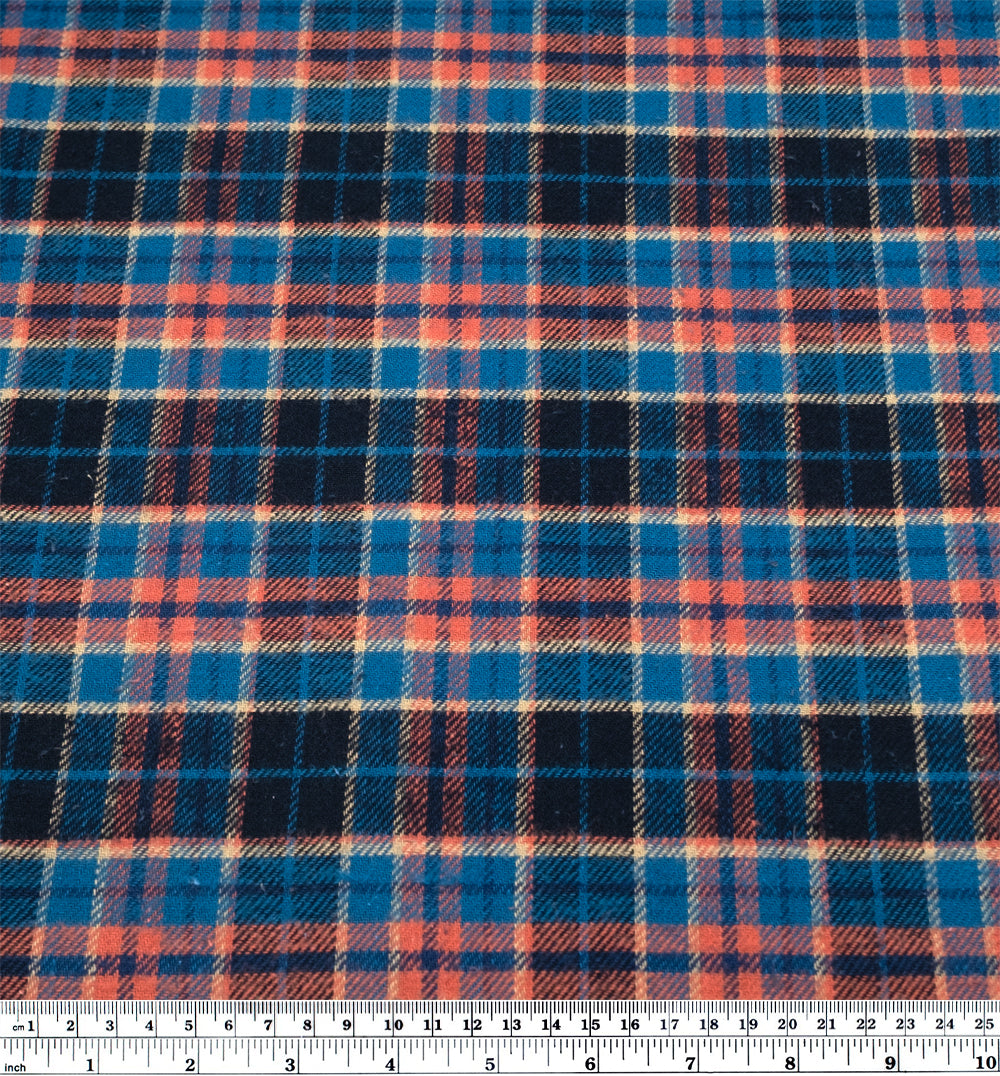 Deadstock Japanese Cotton Flannel - Bluebird/Guava | Blackbird Fabrics