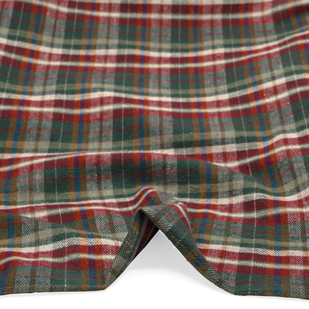 Deadstock Japanese Cotton Flannel - Jasper/Teak/Crimson | Blackbird Fabrics