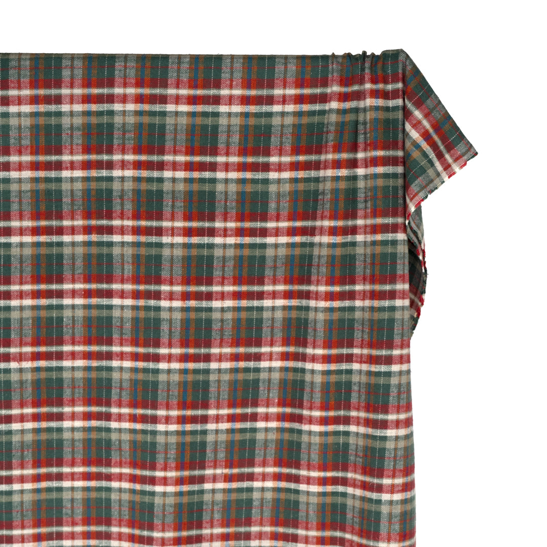 Deadstock Japanese Cotton Flannel - Jasper/Teak/Crimson | Blackbird Fabrics