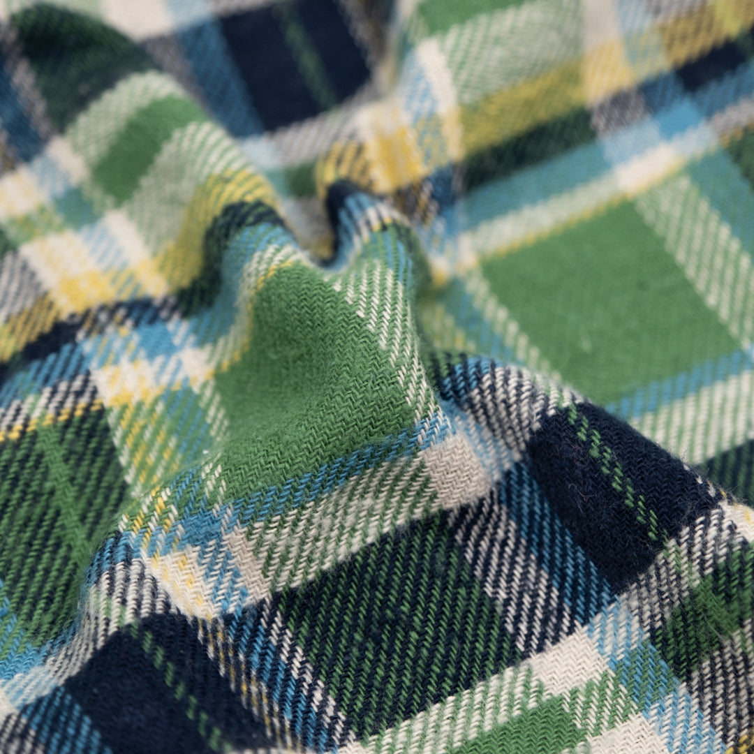 Deadstock Japanese Cotton Flannel - Grass/Ink | Blackbird Fabrics
