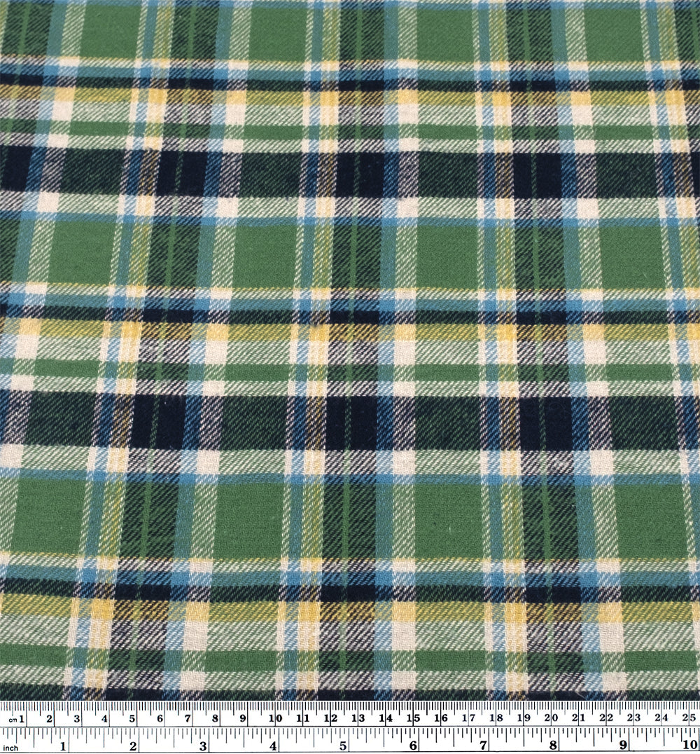 Deadstock Japanese Cotton Flannel - Grass/Ink | Blackbird Fabrics