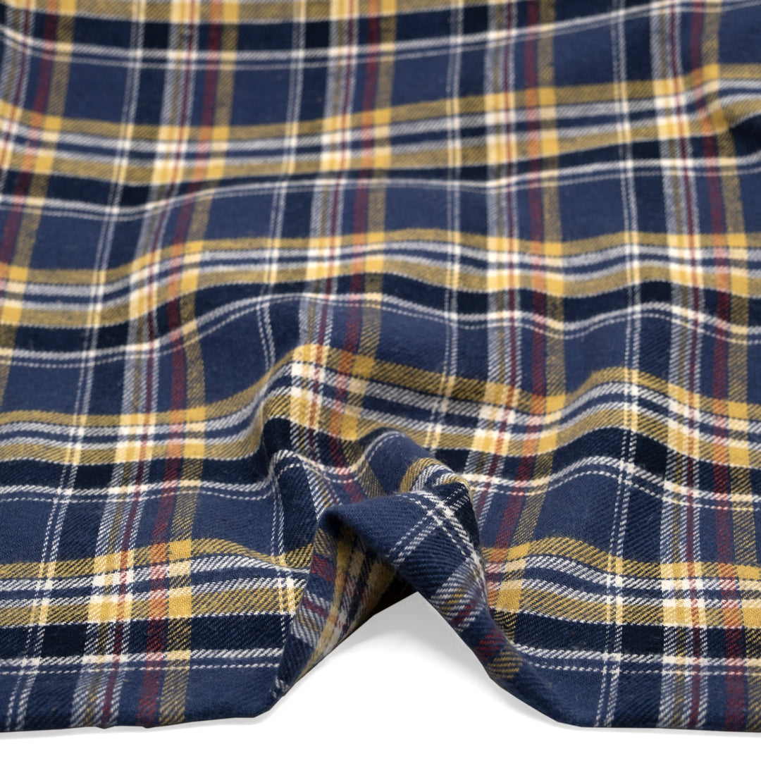 Deadstock Japanese Cotton Flannel - Vintage Navy/Wheat | Blackbird Fabrics