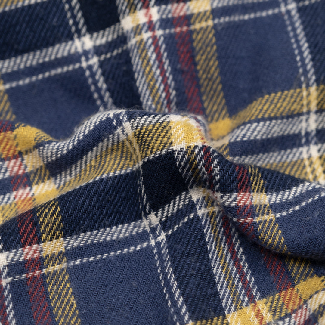 Deadstock Japanese Cotton Flannel - Vintage Navy/Wheat | Blackbird Fabrics