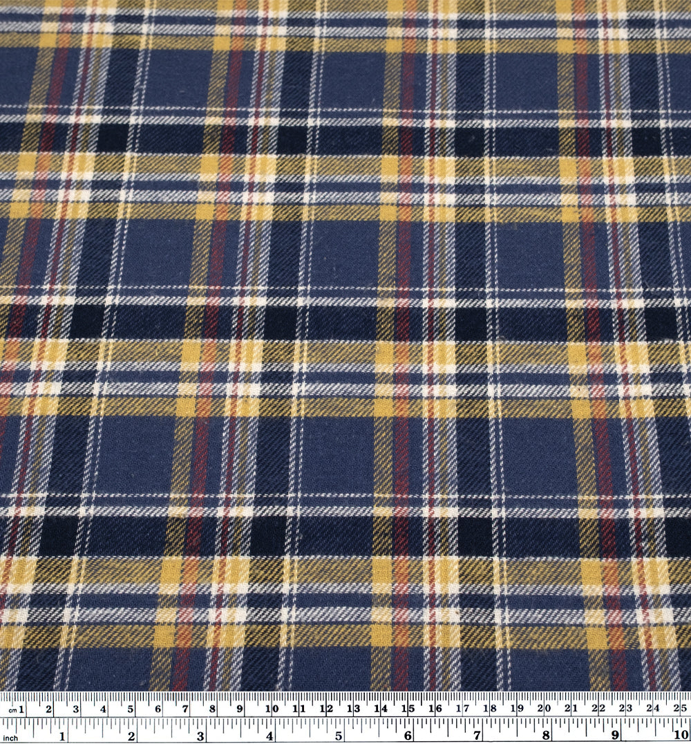 Deadstock Japanese Cotton Flannel - Vintage Navy/Wheat | Blackbird Fabrics
