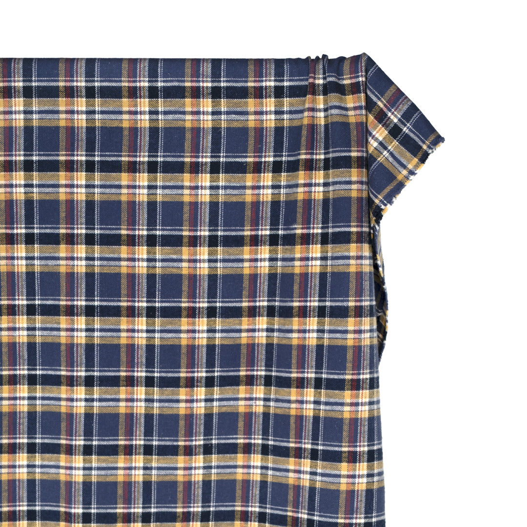 Deadstock Japanese Cotton Flannel - Vintage Navy/Wheat | Blackbird Fabrics