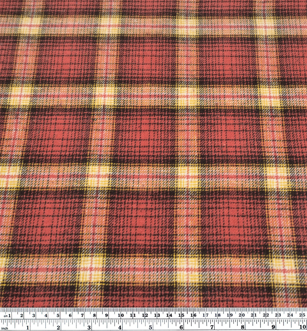 Deadstock Japanese Cotton Flannel - Deep Coral/Fudge | Blackbird Fabrics