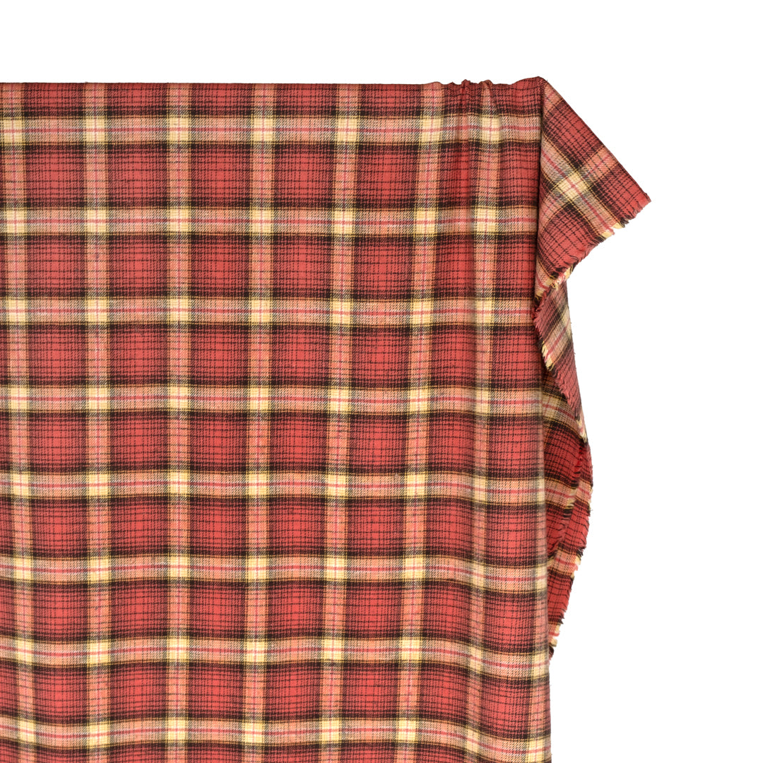 Deadstock Japanese Cotton Flannel - Deep Coral/Fudge | Blackbird Fabrics