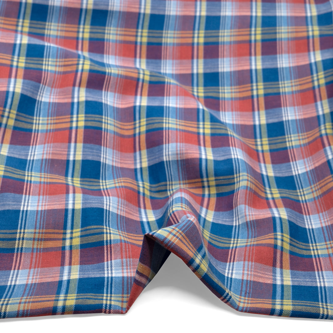 Deadstock Plaid Lightweight Cotton Linen Twill - Marlin | Blackbird Fabrics
