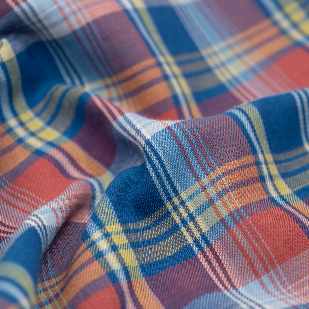 Deadstock Plaid Lightweight Cotton Linen Twill - Marlin | Blackbird Fabrics