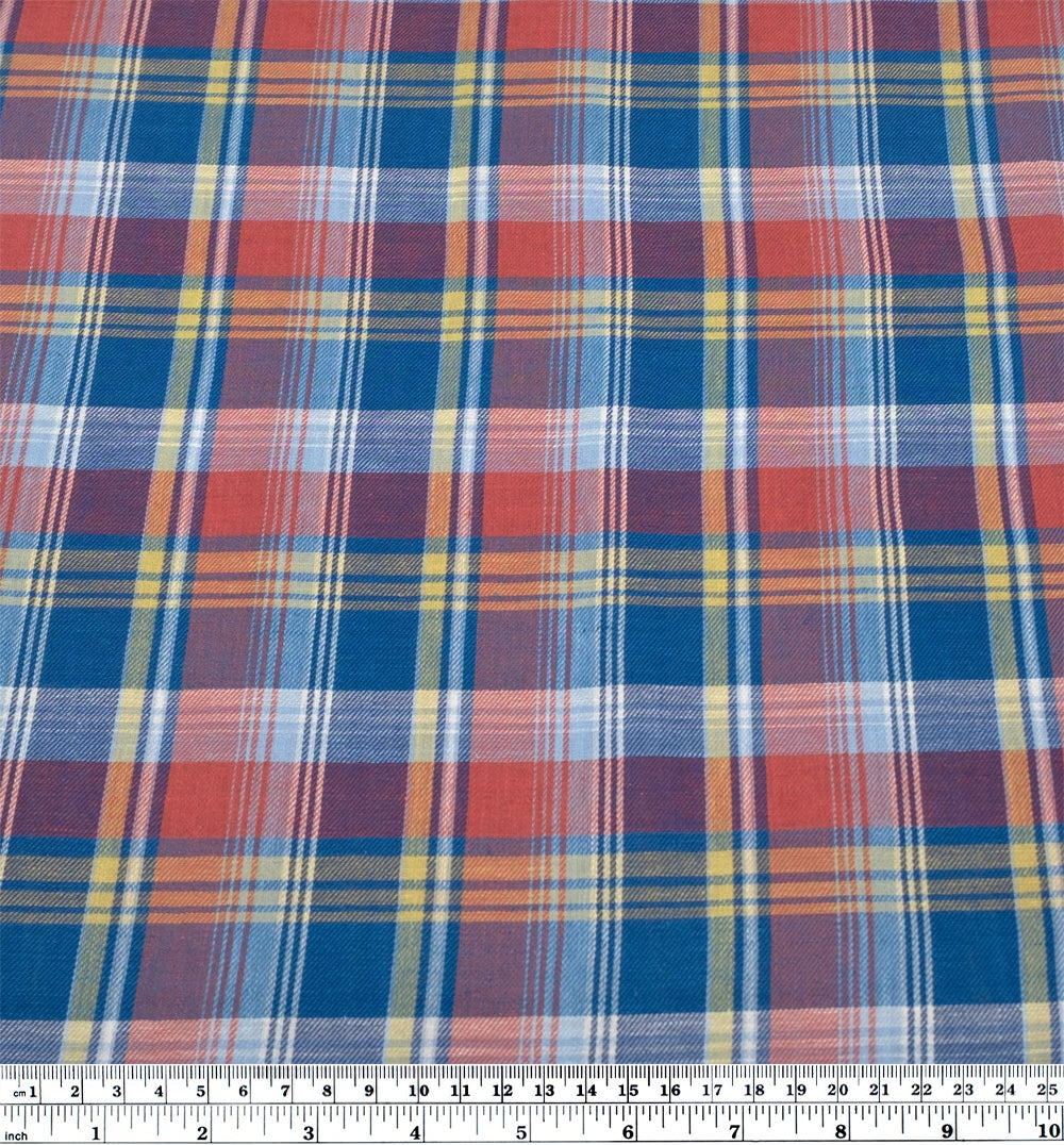 Deadstock Plaid Lightweight Cotton Linen Twill - Marlin | Blackbird Fabrics