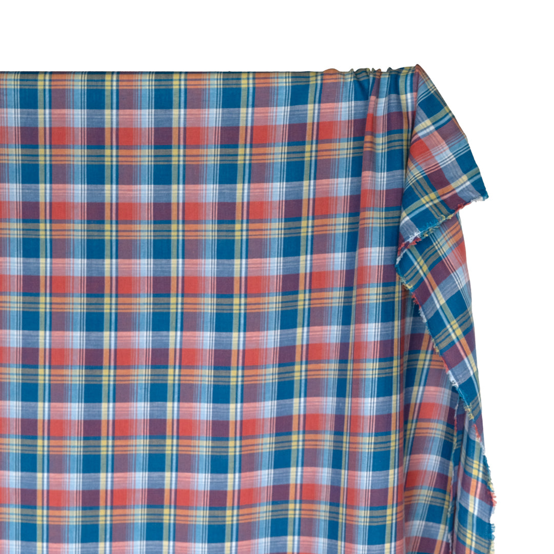Deadstock Plaid Lightweight Cotton Linen Twill - Marlin | Blackbird Fabrics