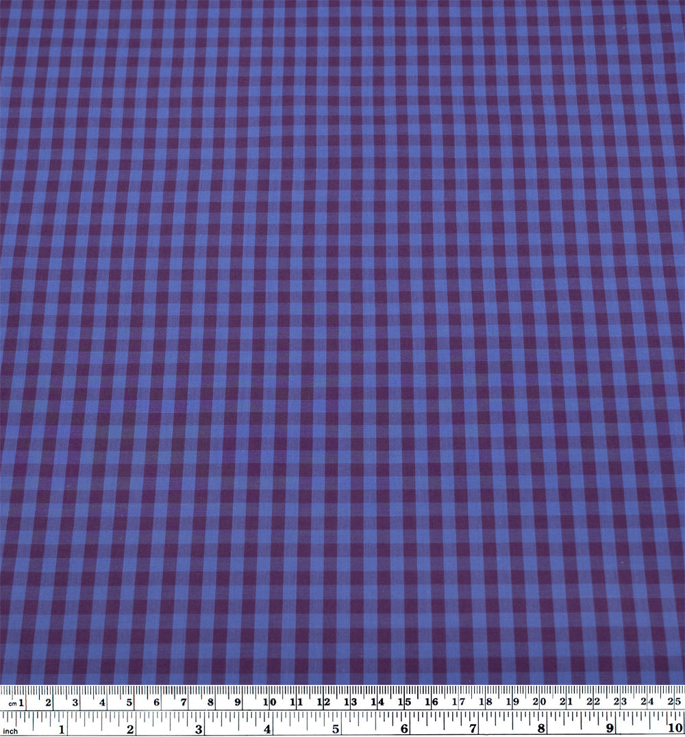Deadstock Gingham Cotton Shirting - Ocean/Currant | Blackbird Fabrics