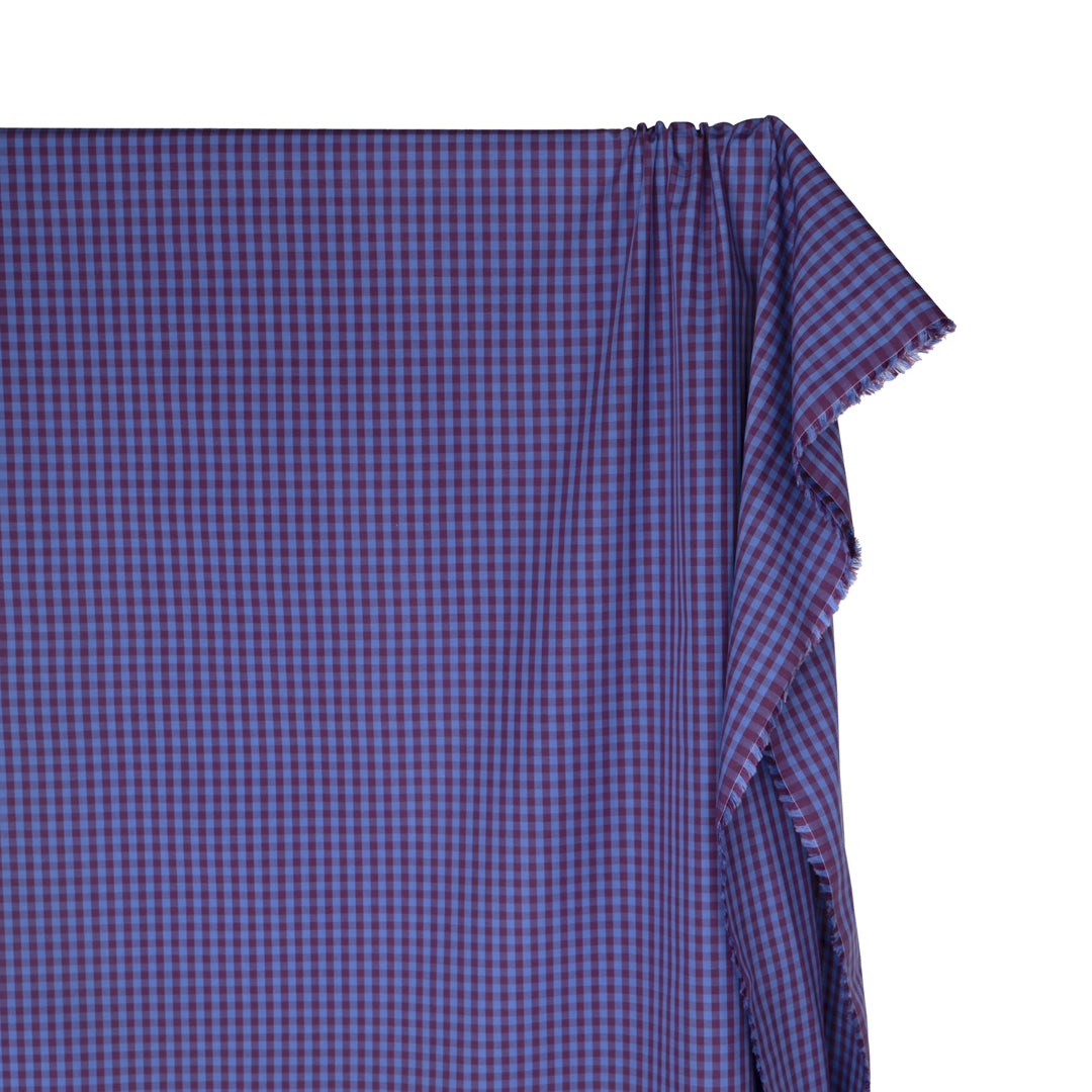 Deadstock Gingham Cotton Shirting - Ocean/Currant | Blackbird Fabrics