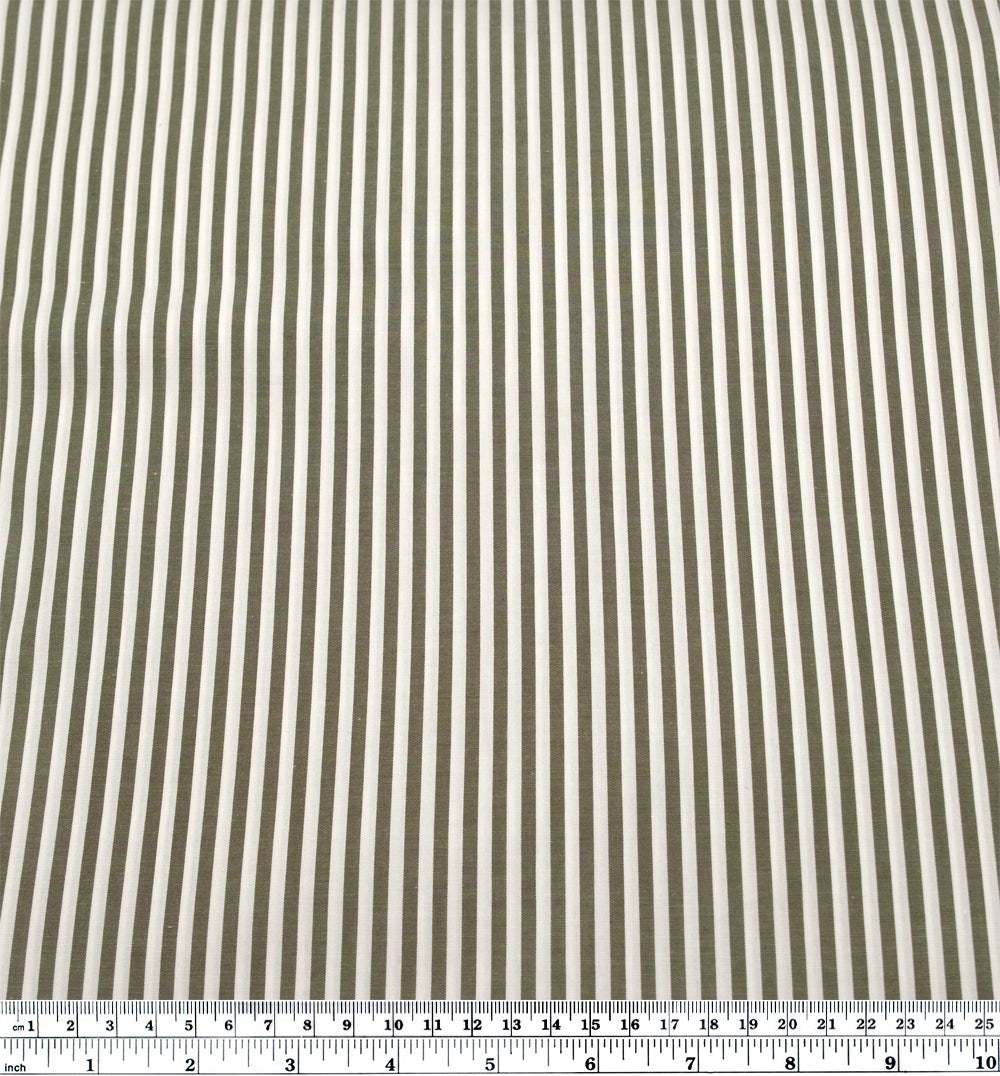 Deadstock Stripe Cotton Shirting - White/Kale | Blackbird Fabrics