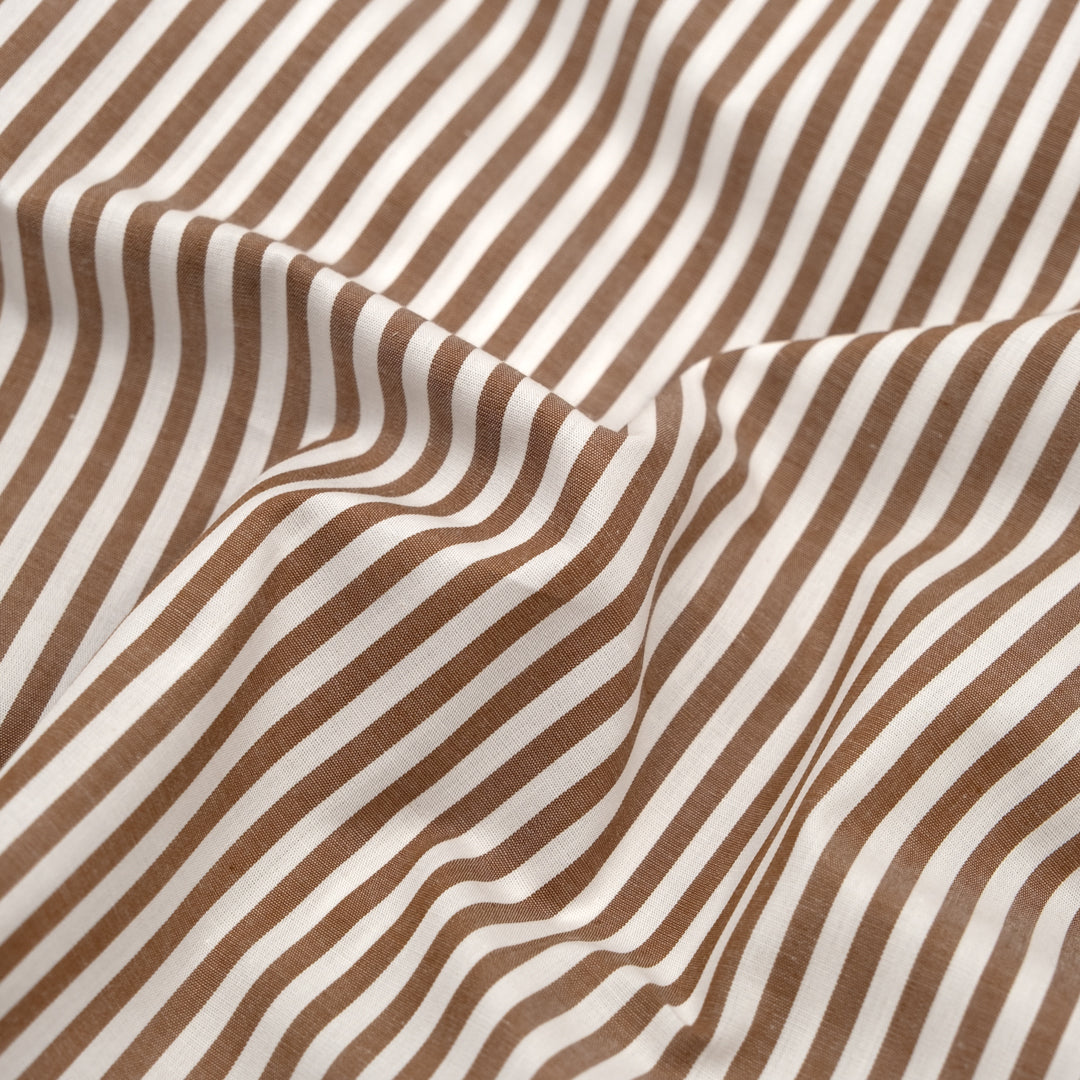 Deadstock Stripe Cotton Shirting - White/Nutshell | Blackbird Fabrics