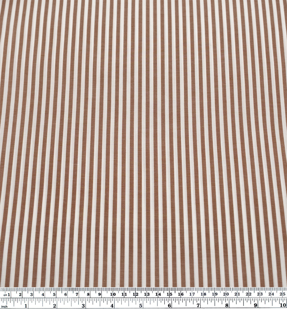 Deadstock Stripe Cotton Shirting - White/Nutshell | Blackbird Fabrics