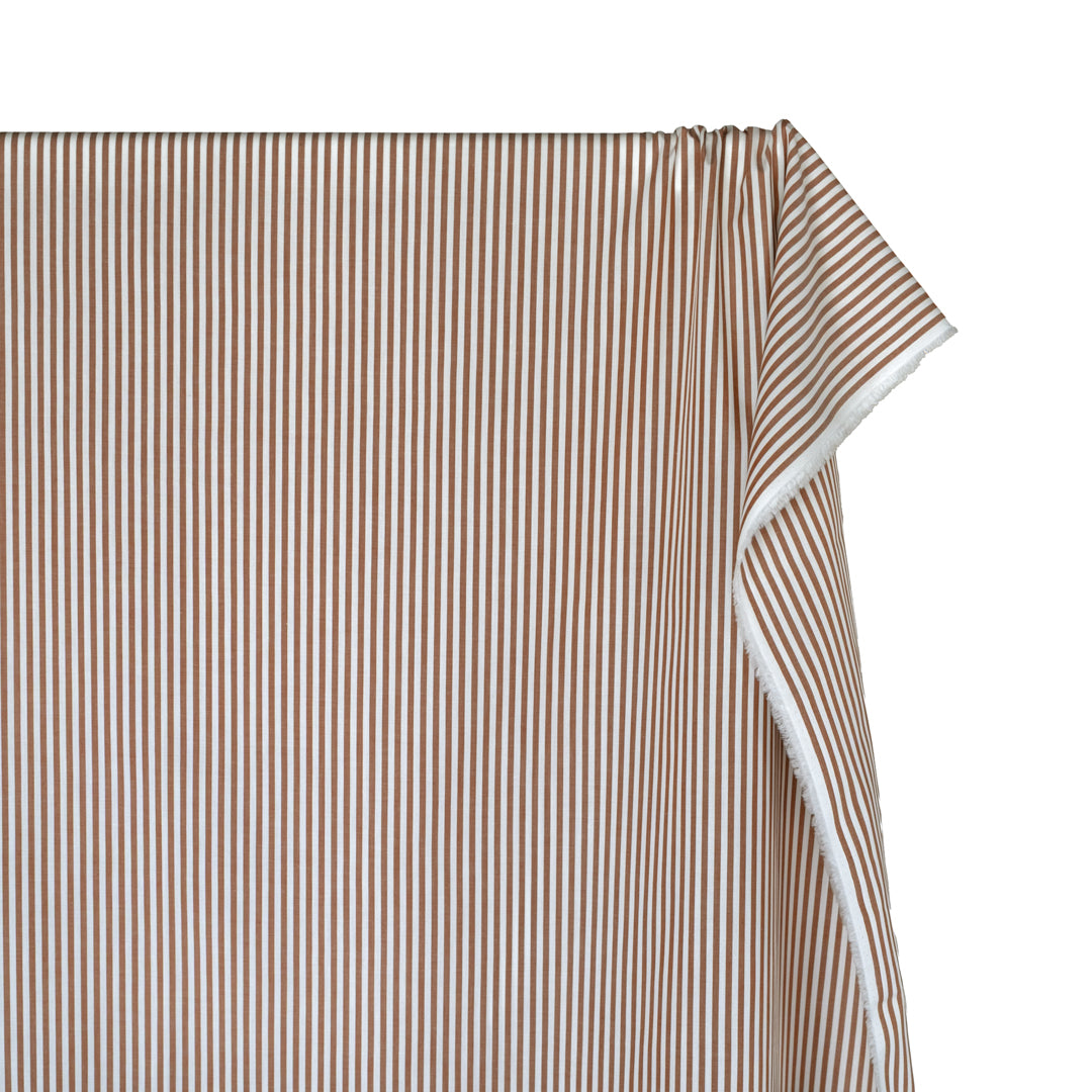 Deadstock Stripe Cotton Shirting - White/Nutshell | Blackbird Fabrics