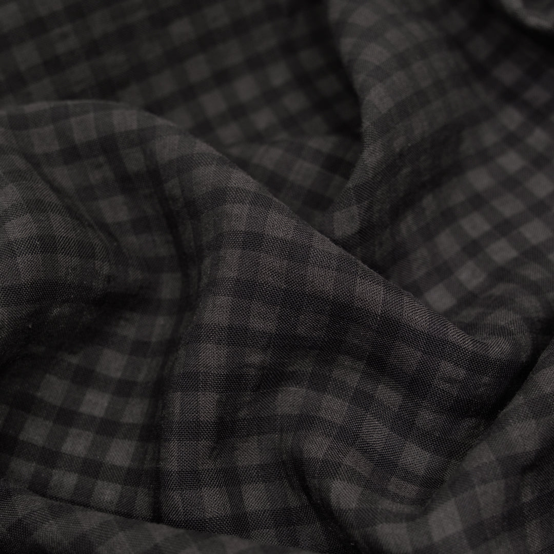 Rebel Check Lyocell Linen Voile - Black/Charcoal | Blackbird Fabrics