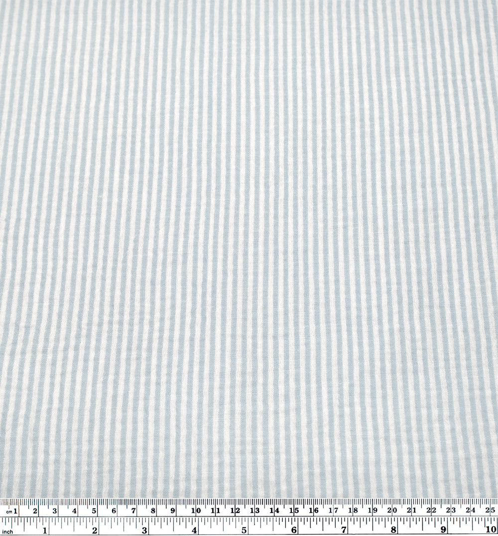 Striped Organic Cotton Double Gauze - White/Robin Egg | Blackbird Fabrics