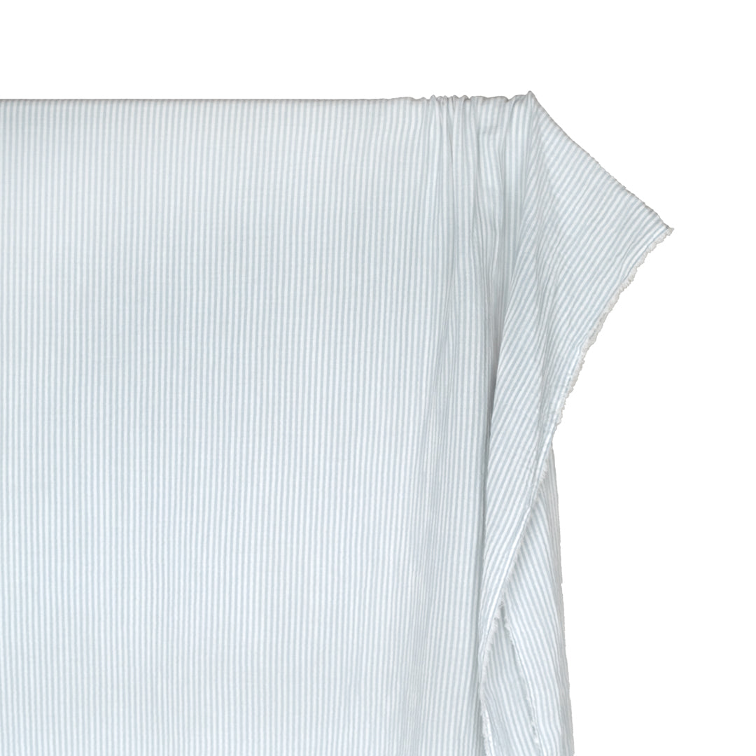 Striped Organic Cotton Double Gauze - White/Robin Egg | Blackbird Fabrics
