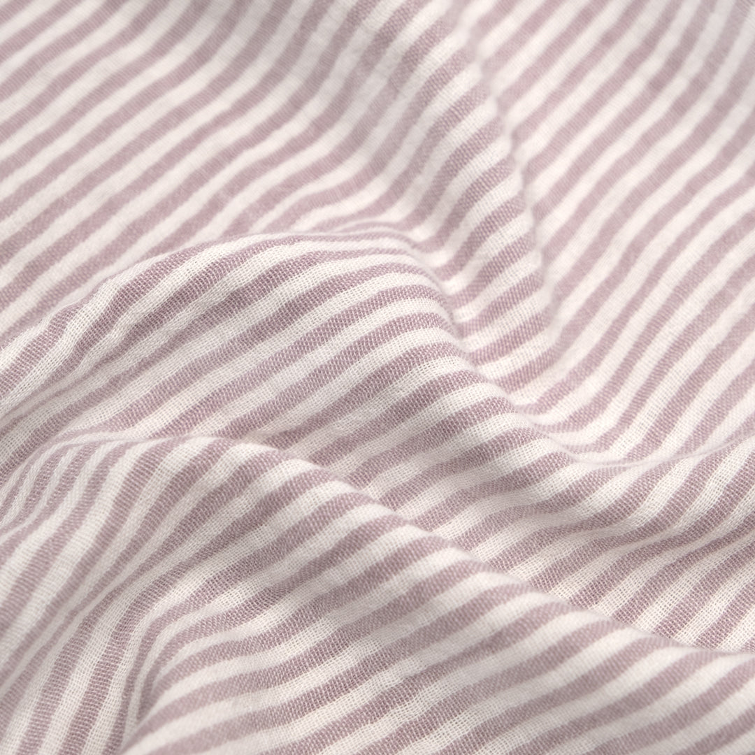 Striped Organic Cotton Double Gauze - White/Dove | Blackbird Fabrics