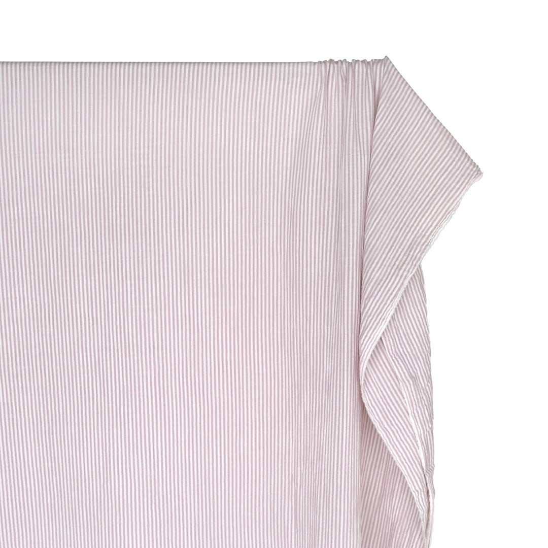 Striped Organic Cotton Double Gauze - White/Dove | Blackbird Fabrics