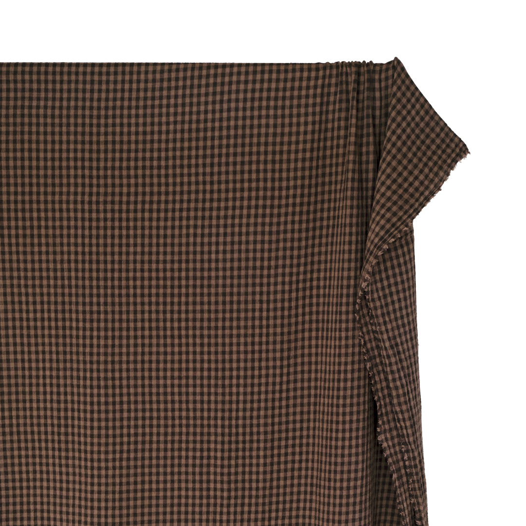 Gingham Organic Cotton Double Gauze - Fudge/Mouse | Blackbird Fabrics