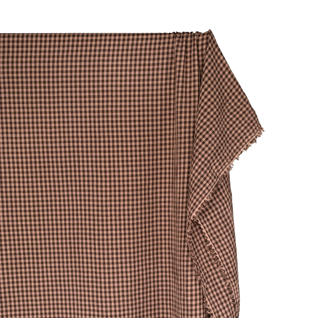 Gingham Organic Cotton Double Gauze - Chocolate/Biscuit | Blackbird Fabrics