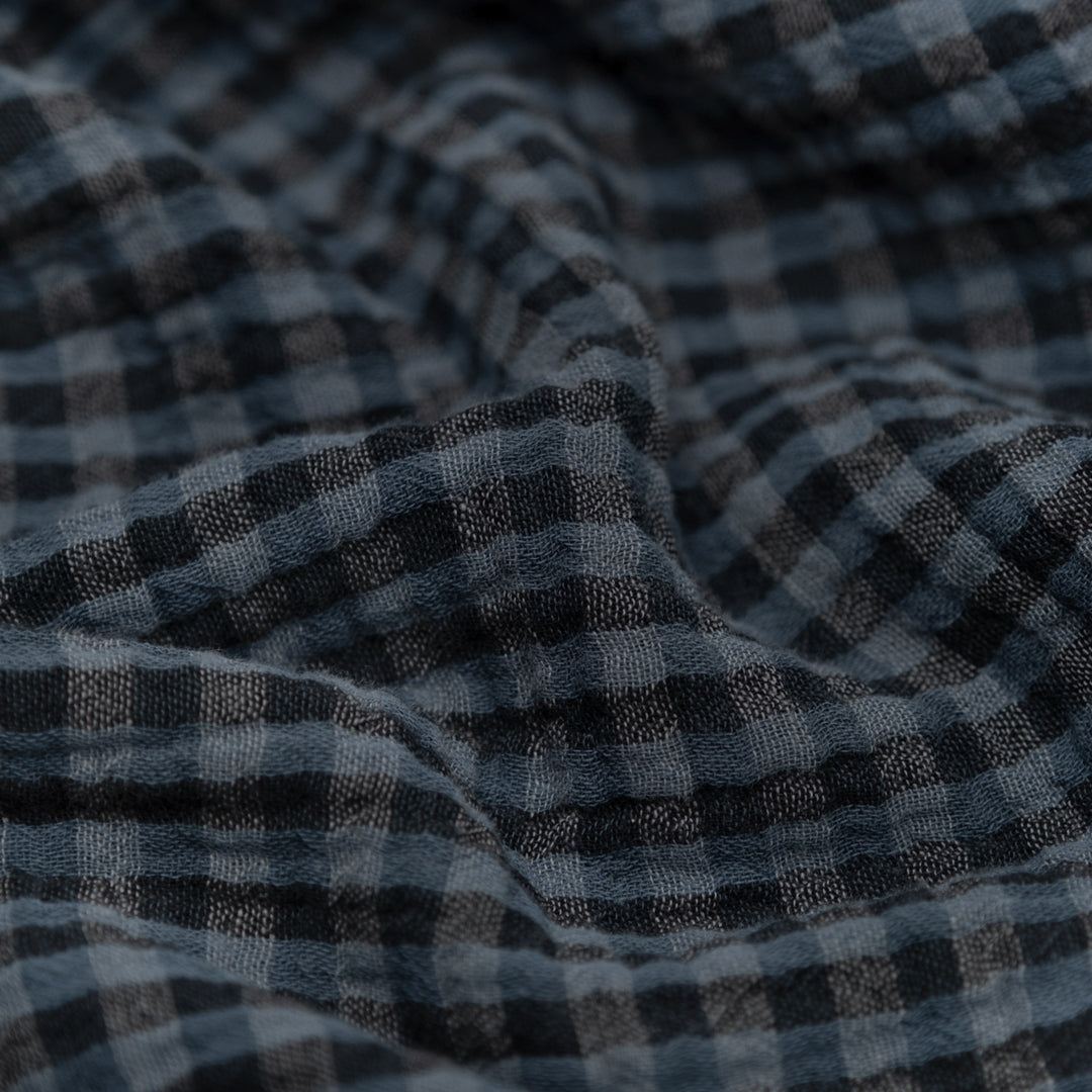 Gingham Organic Cotton Double Gauze - Ocean/Midnight Blue | Blackbird Fabrics
