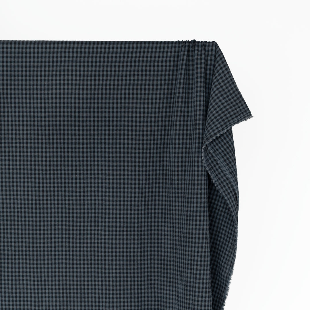 Gingham Organic Cotton Double Gauze - Ocean/Midnight Blue | Blackbird Fabrics