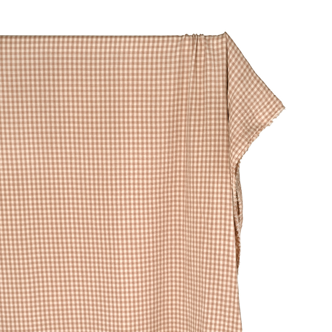 Gingham Organic Cotton Double Gauze - Cream/Biscuit | Blackbird Fabrics
