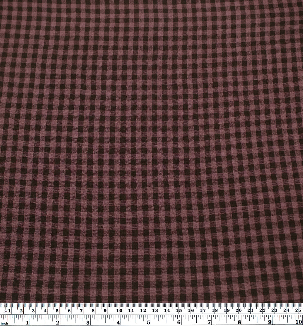 Gingham Organic Cotton Double Gauze - Shadow/Dusty Mauve | Blackbird Fabrics